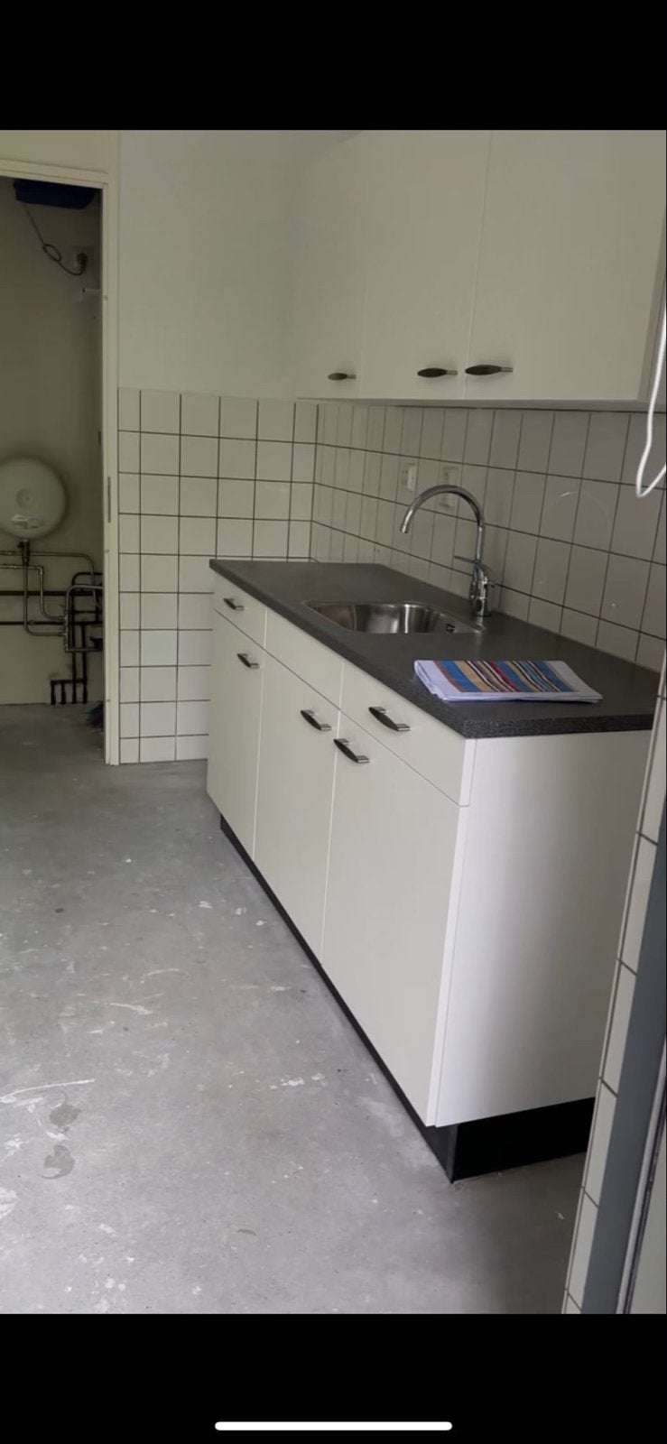 Nette keukenblok met spoelbak, Ophalen, Gebruikt, Wit, Enkelwandige keuken