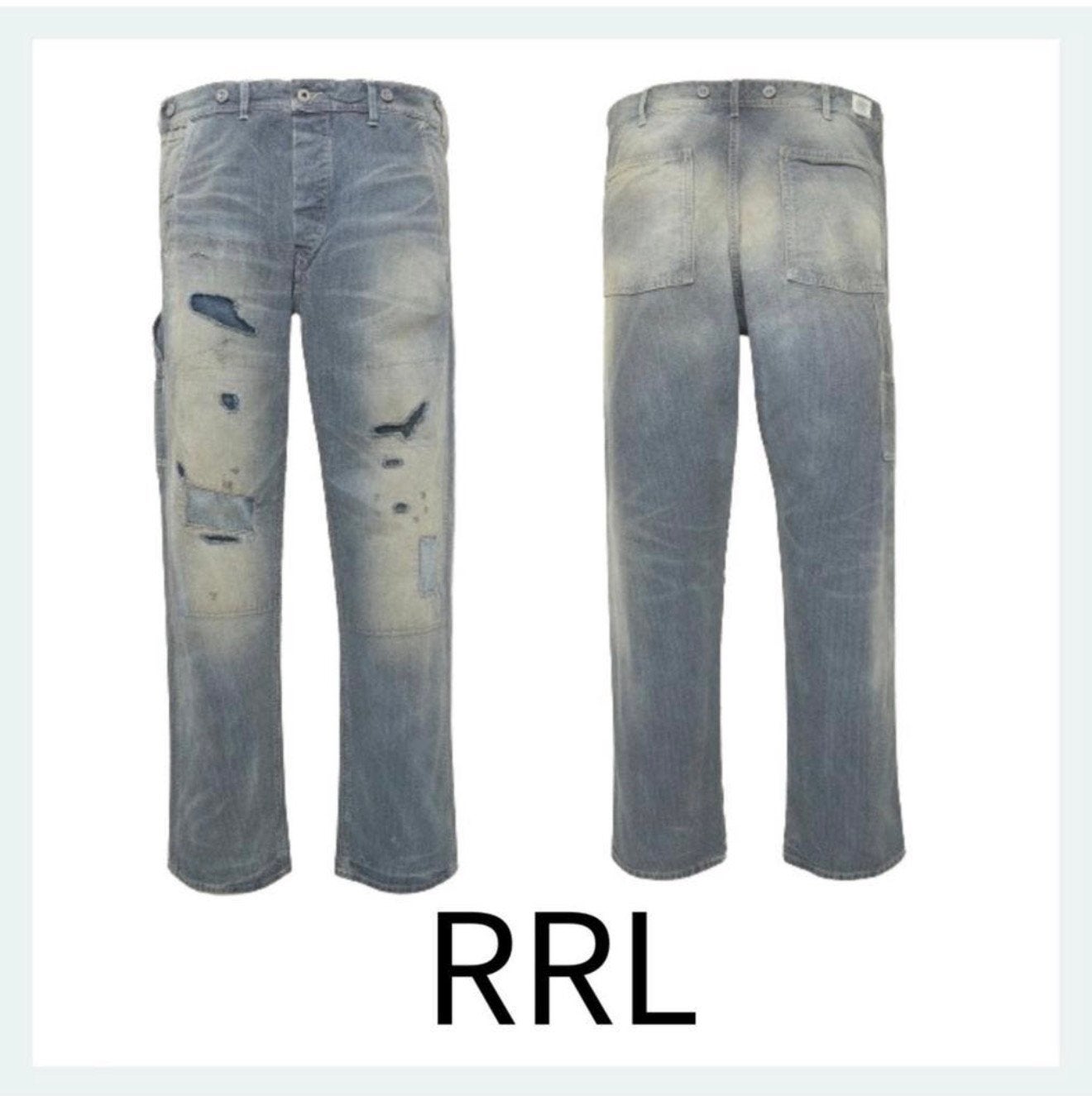 Ralph Lauren RRL Engineer Fit Repaired Carpenter W28-L32, Blauw, R, R, Nieuw