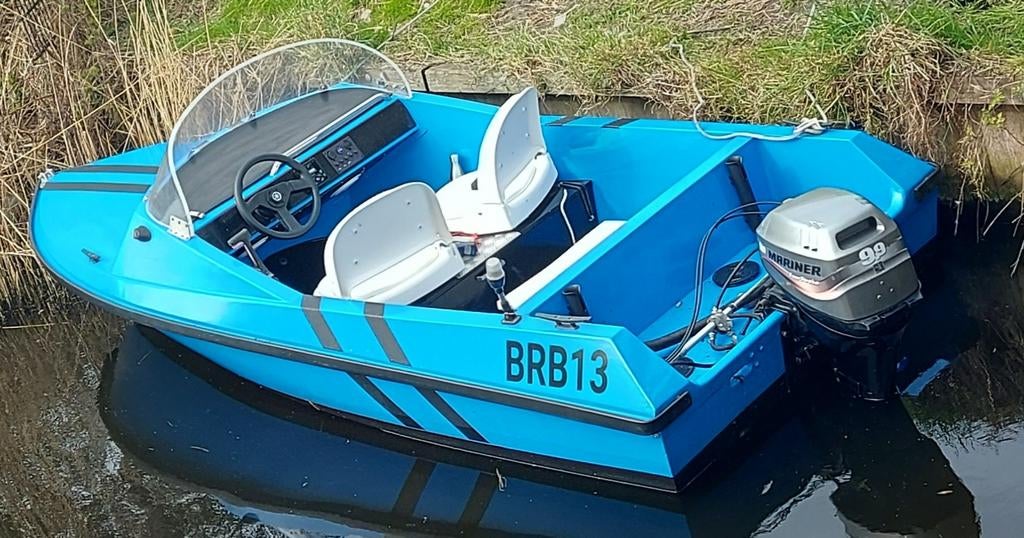 Toerbootje 4 meter met Mariner 9.9pk fourstroke., Watersport en Boten, Motorboten en Motorjachten, Buitenboordmotor, 10 pk, Polyester