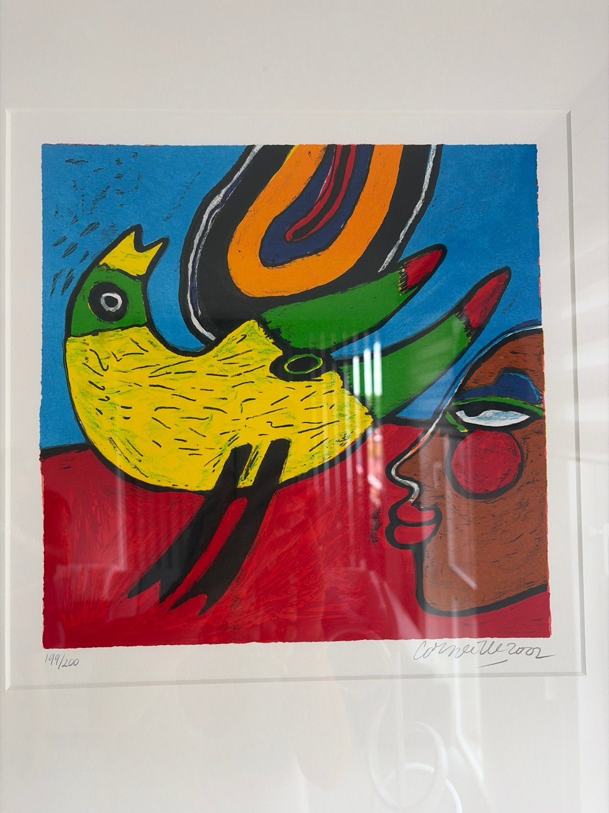Corneille - Zeefdruk 2002, oplage 199/200, 34x34 cm, Antiek en Kunst, Gelimiteerde oplage, Ophalen, Personages en Fantasiefiguren