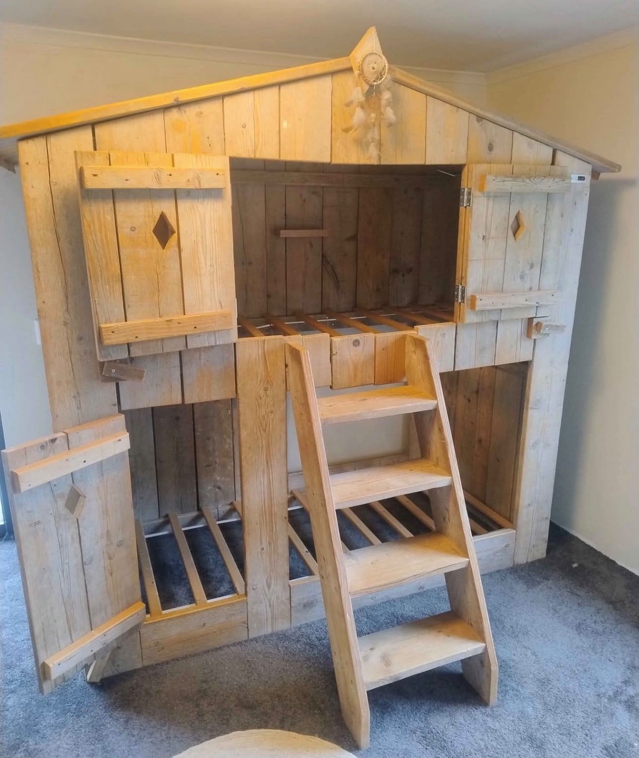 Uniek Boomhutbed / Stapelbed voor Kinderen, Ophalen, 85 tot 100 cm, Gebruikt, Hoogslaper of Stapelbed