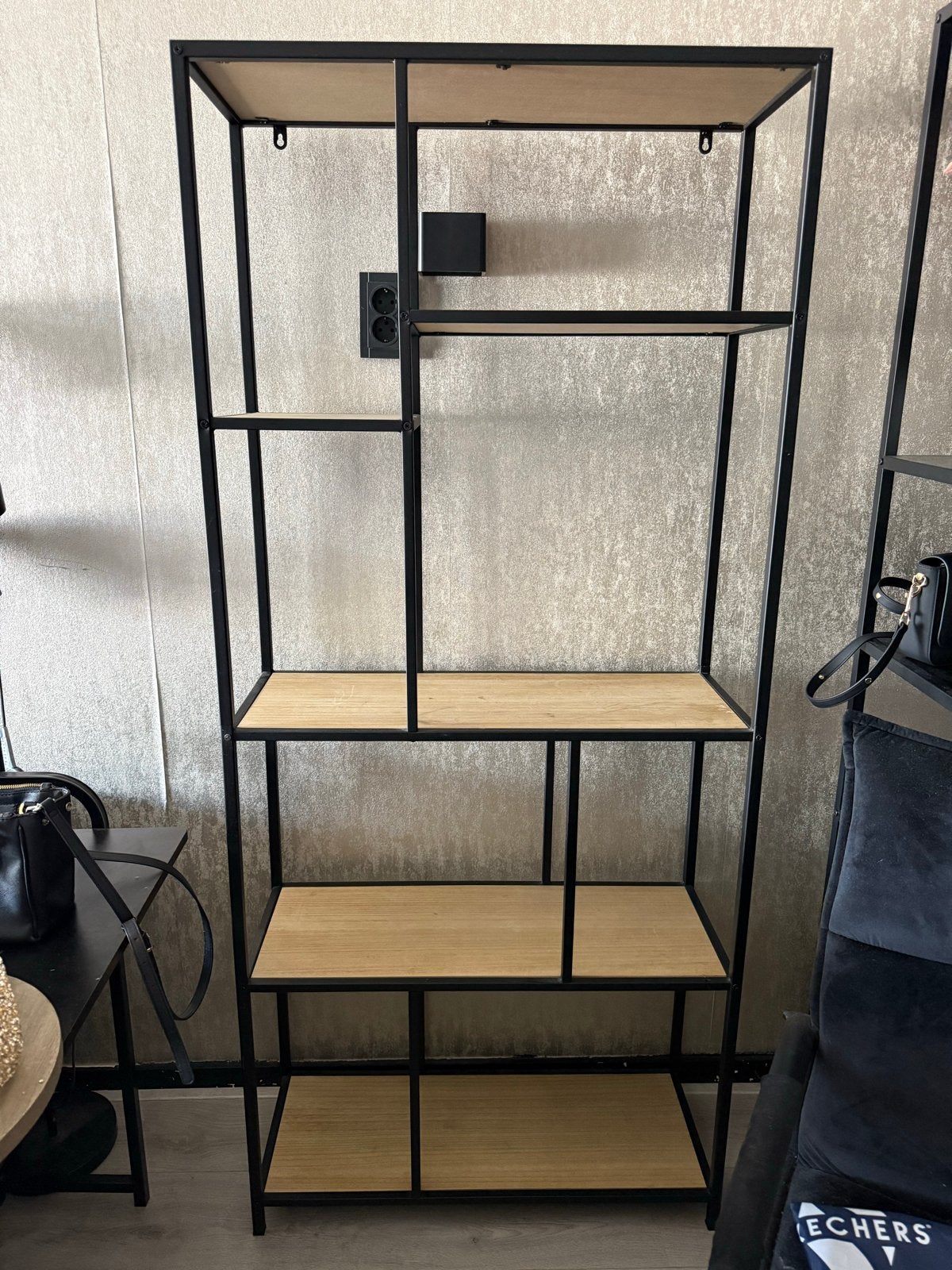 Mooie open kast met metalen frame en houten planken, Ophalen, Met plank(en), 200 cm of meer, 50 tot 100 cm