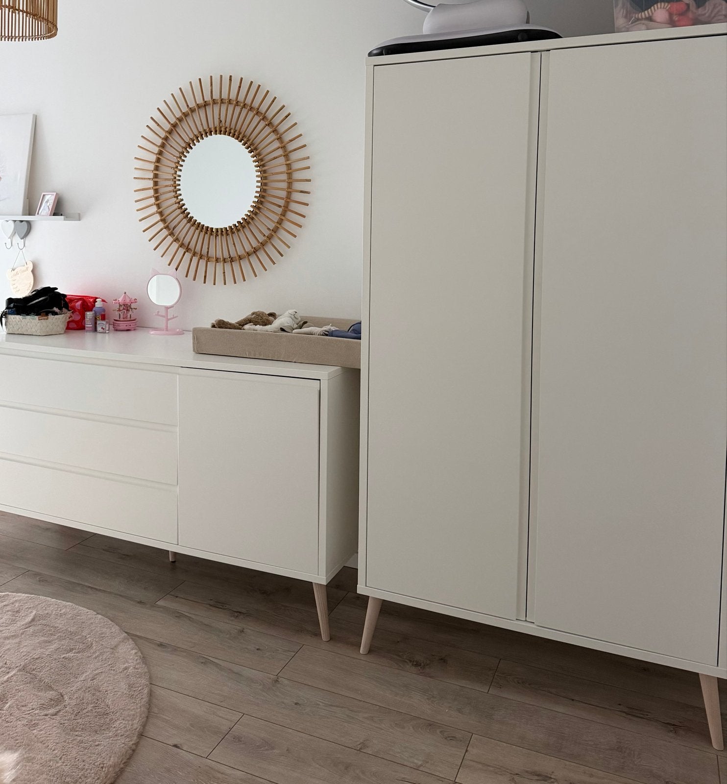 Commode en kledingkast set - Wit, Ophalen, 50 tot 70 cm, 105 cm of meer, Commode