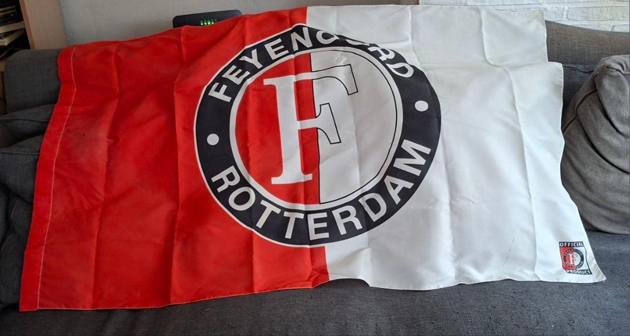 Grote Vintage Feyenoord Vlag, Diversen, Vlaggen en Wimpels, Verzenden, Gebruikt