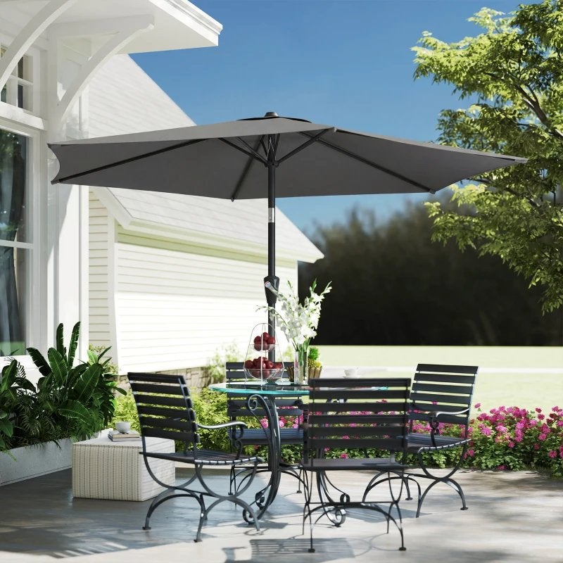 Parasol 2.7m Kantelbaar & Waterdicht Grijs NIEUW IN DOOS, Tuin en Terras, Parasols, Nieuw, A, Stokparasol, A