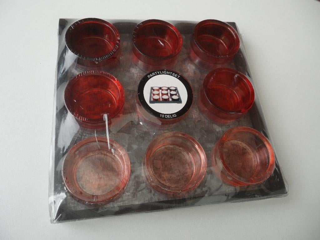 10-delig party light set (waxinelichtjes roze-rood), Ophalen of Verzenden, Nieuw, Rood, Overige materialen