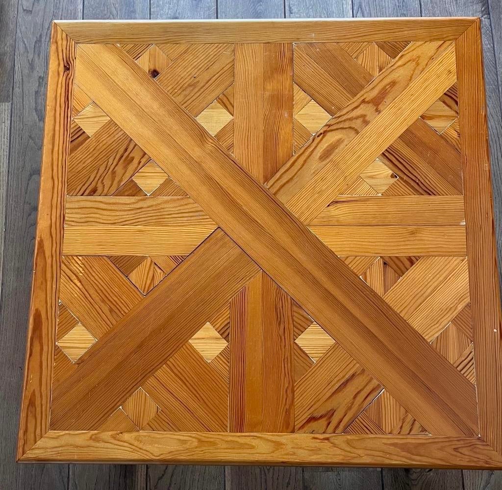 Houten salontafel met uniek patroon, Ophalen, Gebruikt, 50 tot 100 cm, Vierkant