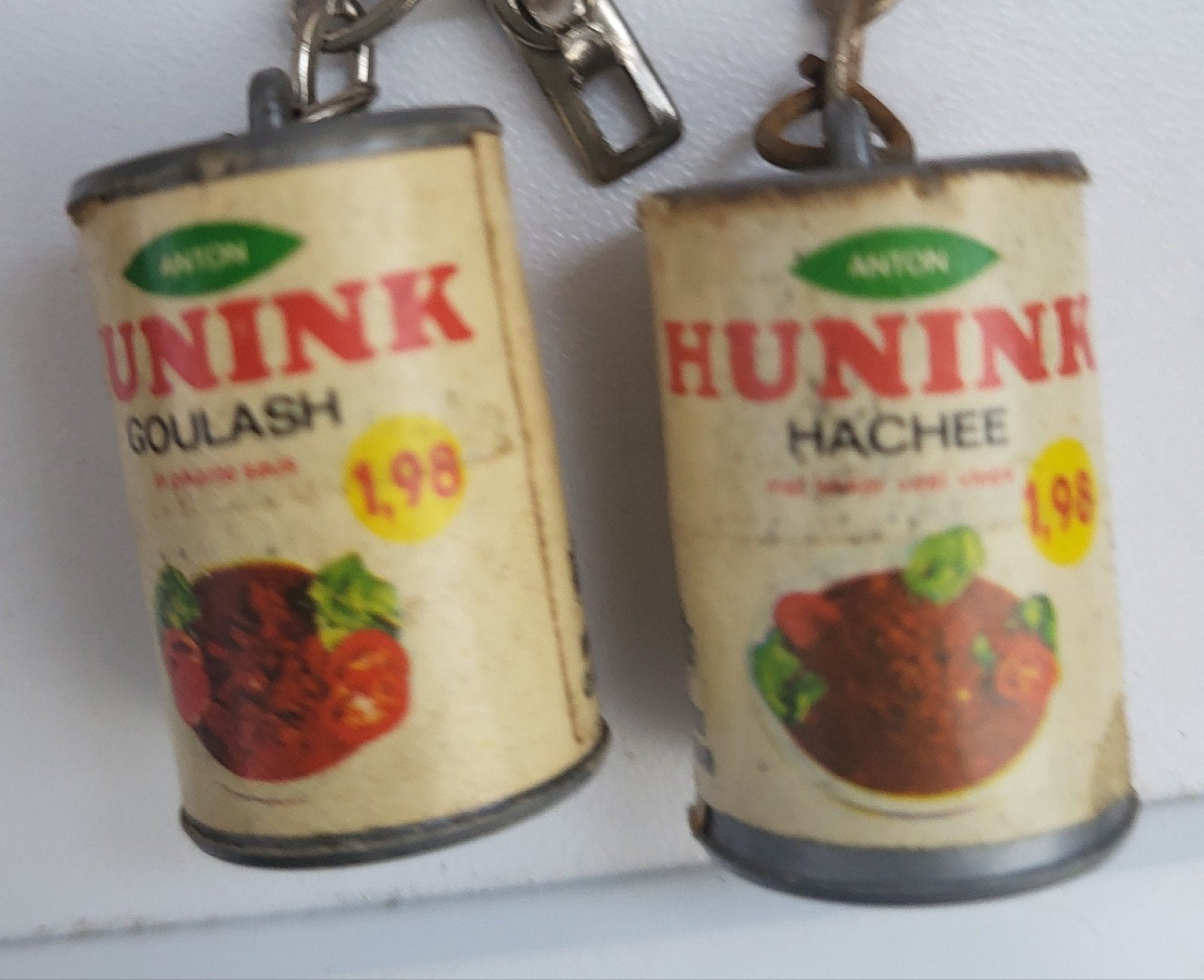 Sleutelhangers: Unink Goulash & Hunink Hachee Blikje, Ophalen of Verzenden, Gebruikt, Overige typen