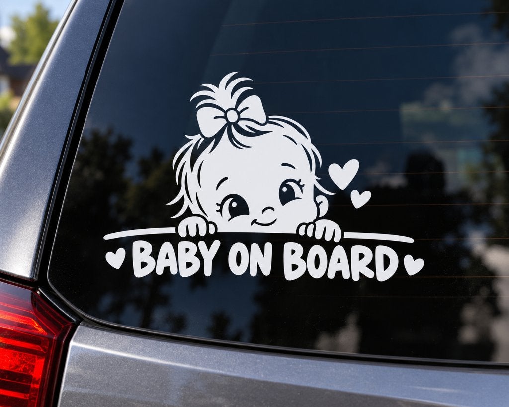 Baby on Board sticker meisje wit 15 cm – Auto raamsticker, Ophalen of Verzenden, Nieuw, Overige typen