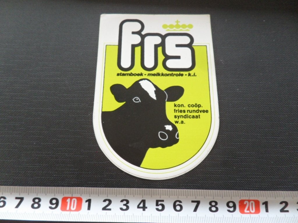 sticker FRS stamboek melkkontrole k.i.  Fries rundvee *, Ophalen, Zo goed als nieuw