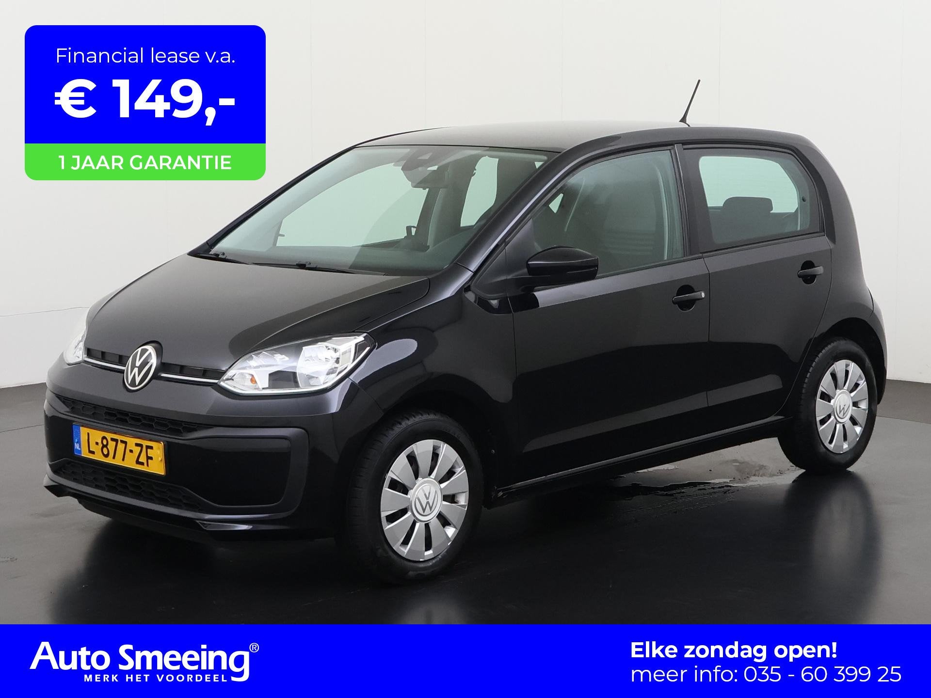 Volkswagen Up! 1.0 | Airco | Bluetooth | Zondag Open!, Auto's, 12 maanden, Stof, Gebruikt, 4 stoelen