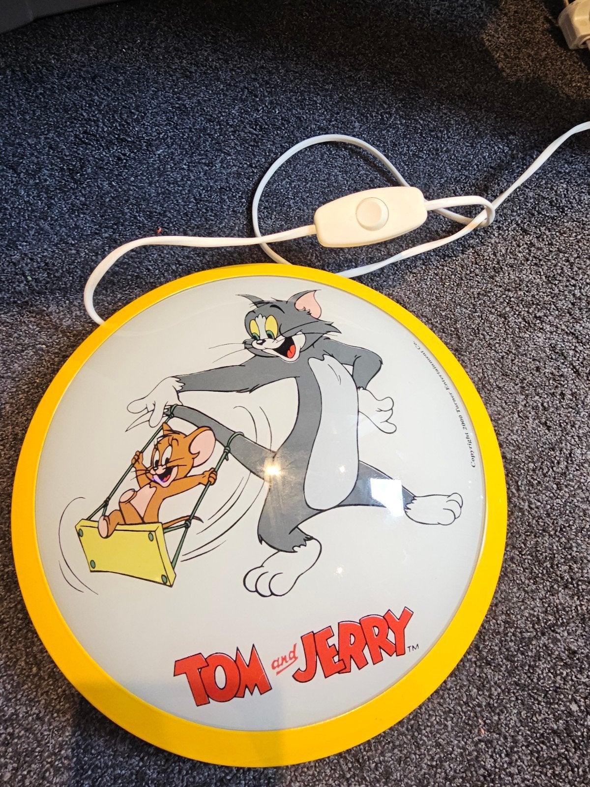 Tom & Jerry wandlamp van glas/ vintage, Ophalen of Verzenden