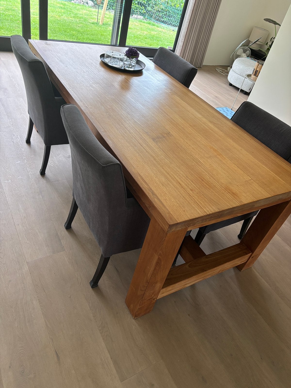 Teakhouten eettafel, Huis en Inrichting, Tafels | Eettafels, Ophalen, 100 tot 150 cm, Teakhout, 200 cm of meer
