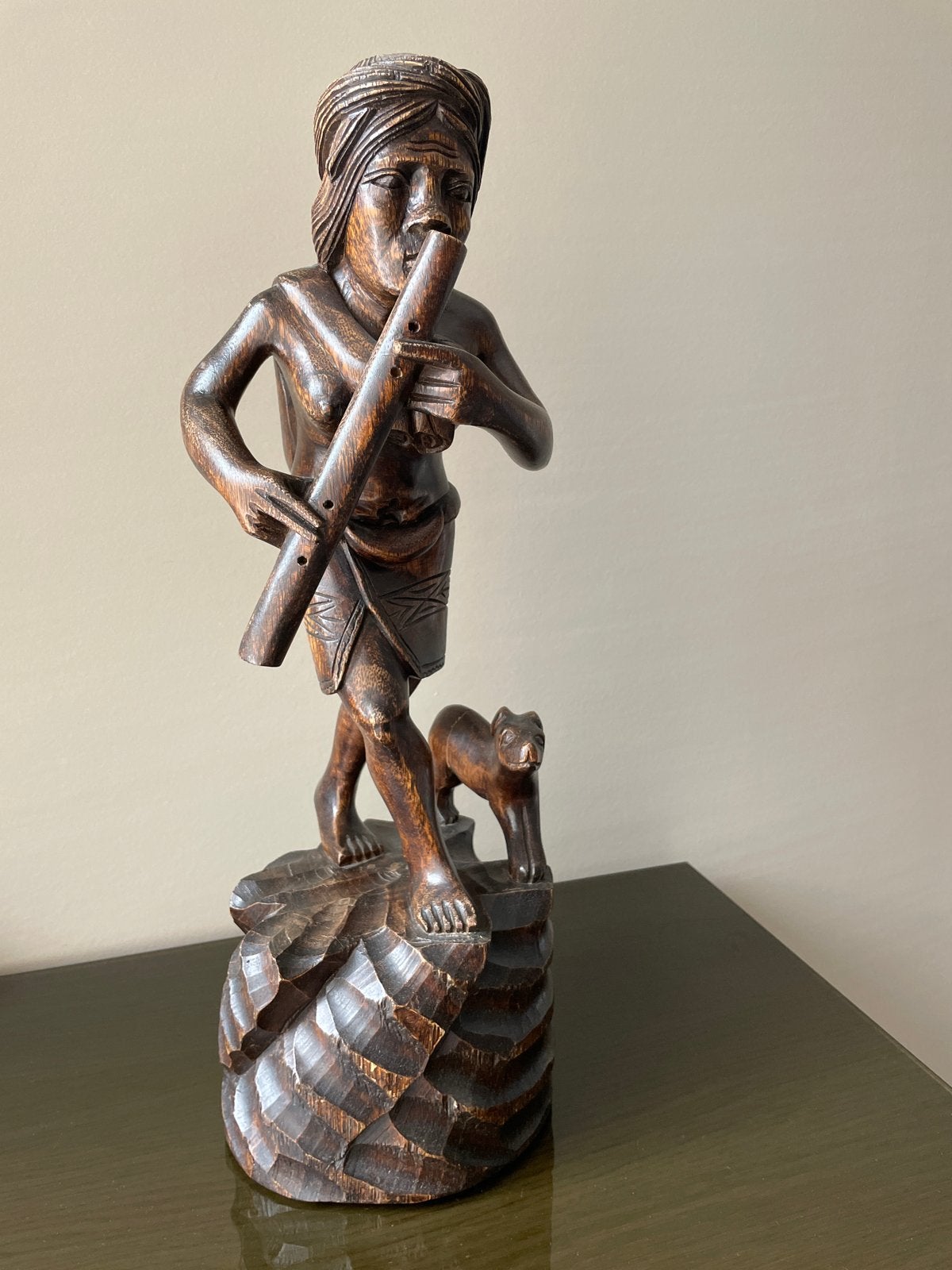 Uniek handgesneden houten beeld uit Sri Lanka, 50 cm, Handgemaakt, Hout, Bruin, Azië