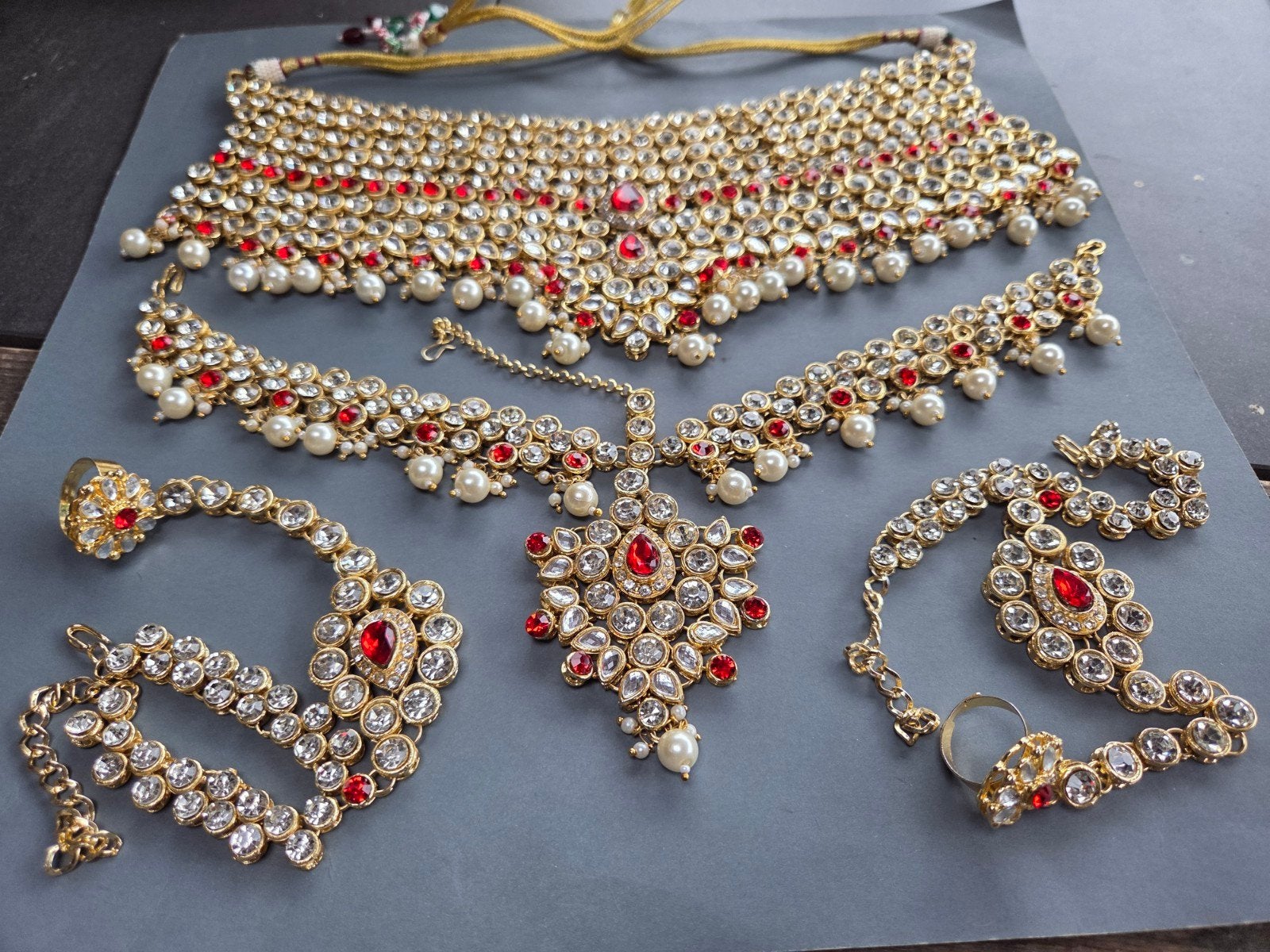 oude bridal india jewelry set, Verzenden, Gebruikt, Goud, Overige materialen