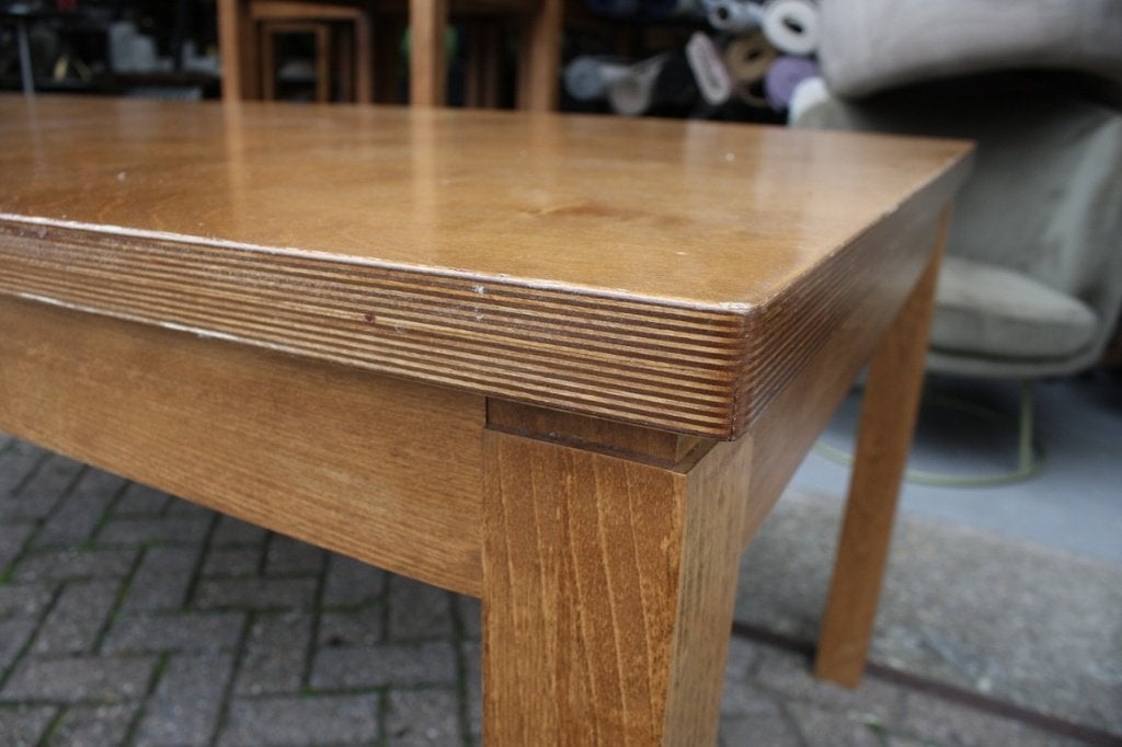 Mooie houten tafel eettafel stamtafel 200 x 100 cm., Ophalen, Gebruikt, Hout, Eén