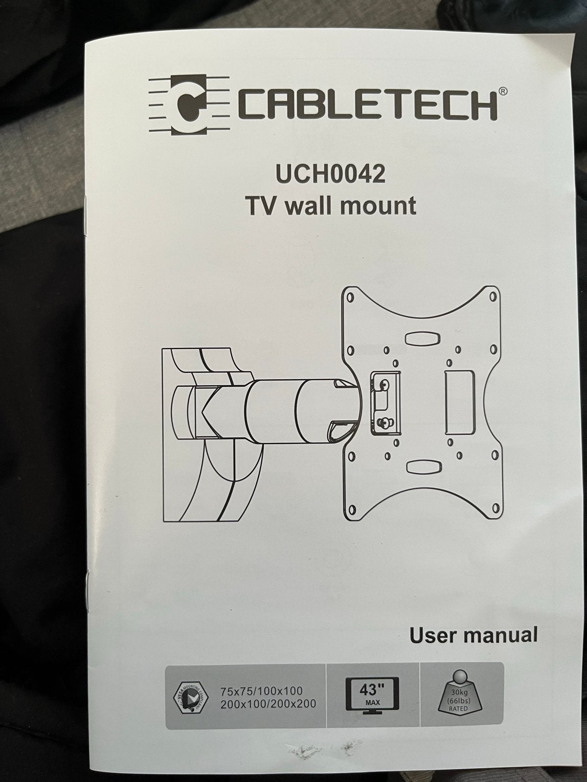 Cabletech UCH0042A TV Muurbeugel Full-Motion 23-43 inch, Ophalen of Verzenden, Nieuw