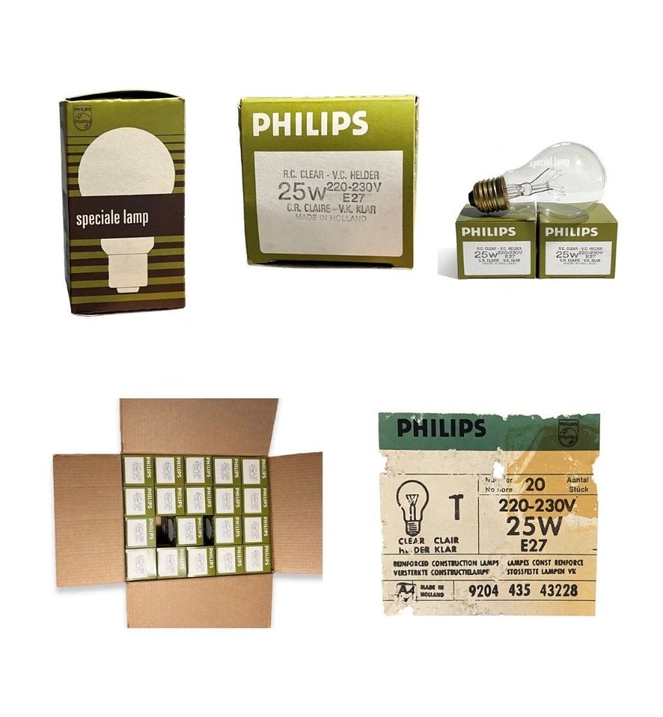 19x Philips Speciale Lamp 25W E27 - Vintage, Philips, Gloeilamp, Overige lichtkleuren, Nieuw