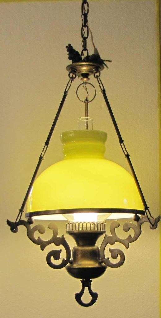 Koperen plafondlamp stijl olielamp, Ophalen