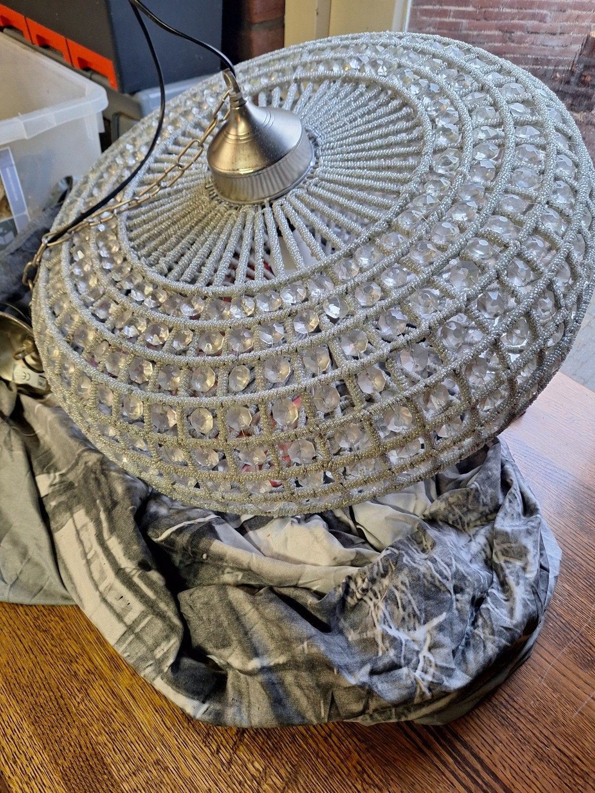 PTMD elegante kristallen hanglamp - Vintage stijl, Ophalen, Overige fittingen, Glas, Gebruikt