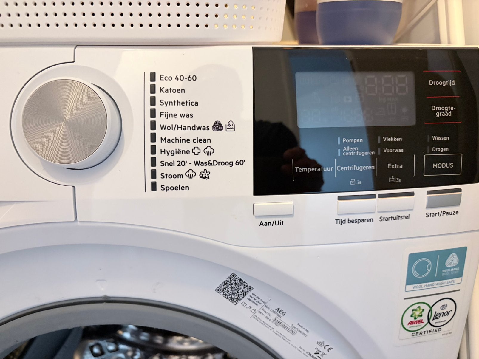 AEG LWR73864 Wasmachine en droger combinatie, 6 tot 8 kg, Ophalen, Gebruikt, 85 tot 90 cm