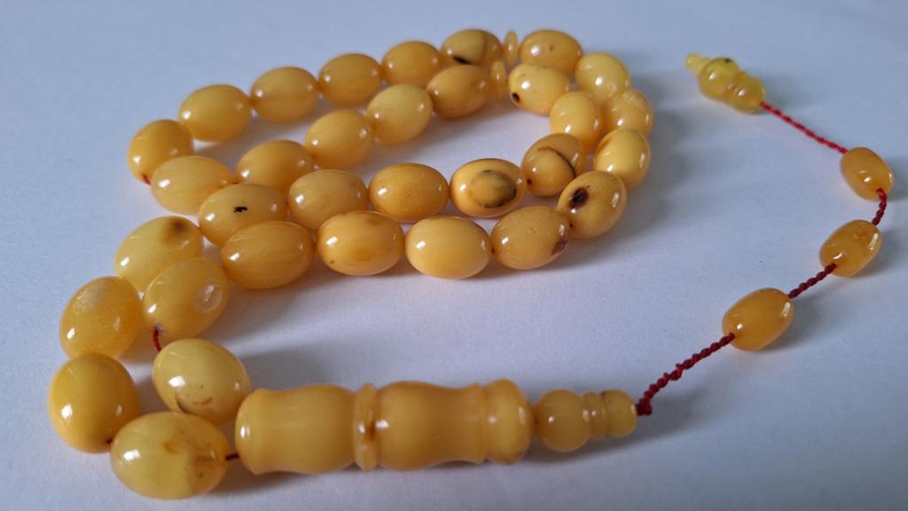 Baltische amber barnsteen tesbih ketting, Ophalen of Verzenden, Overige materialen, Ketting, Met edelsteen