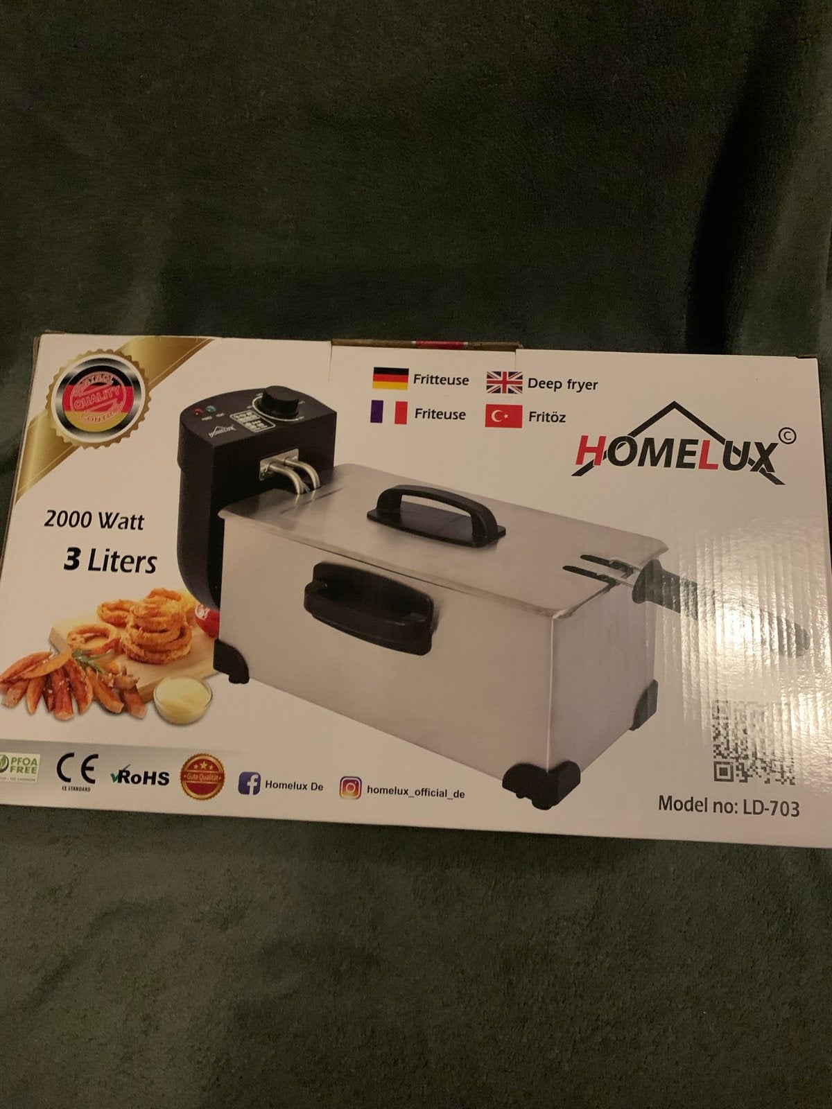 Homelux Friteuse 3 Liter - Nieuw in doos, 2 tot 3 liter, Ophalen of Verzenden, Nieuw