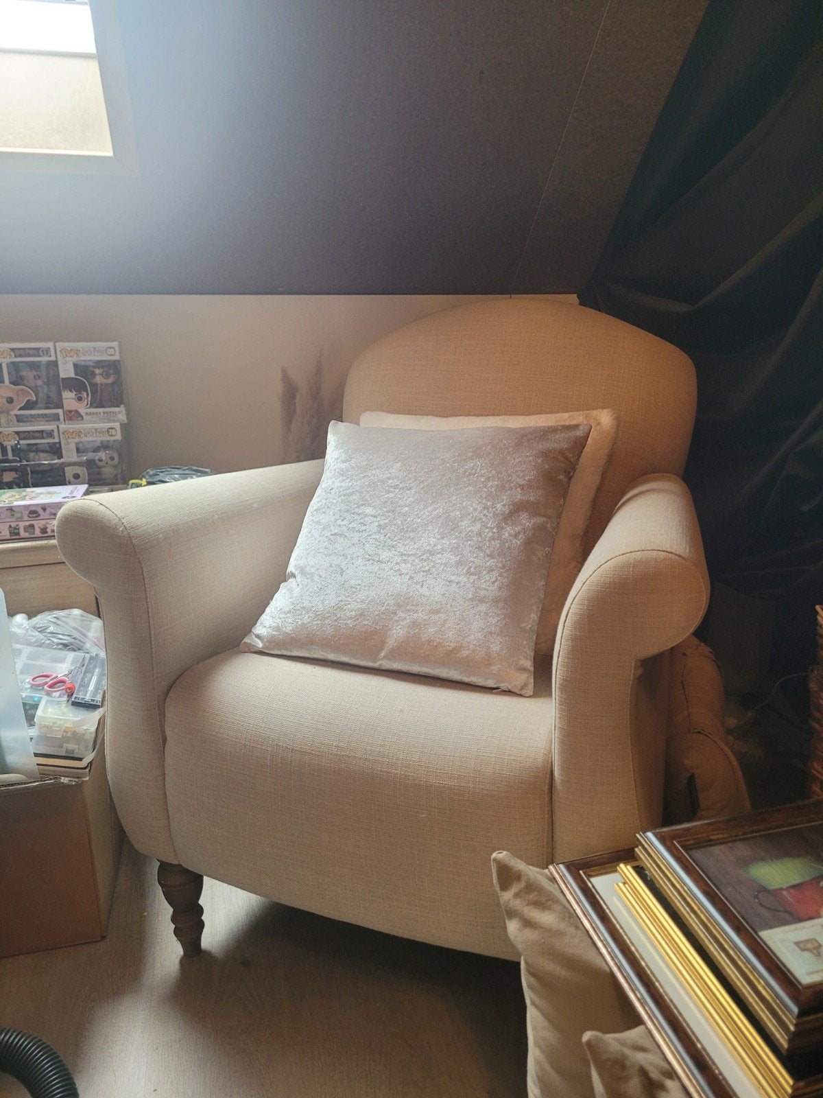 landelijke fauteauil roomkleur., Ophalen of Verzenden, Zo goed als nieuw