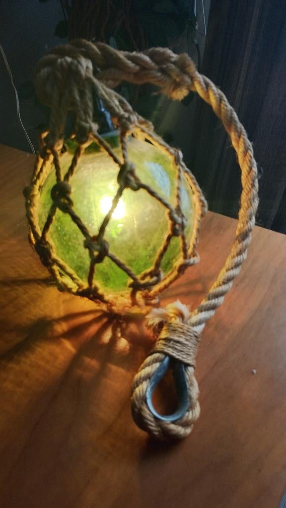Vintage nautische macrame visnet drijver lamp, Ophalen of Verzenden