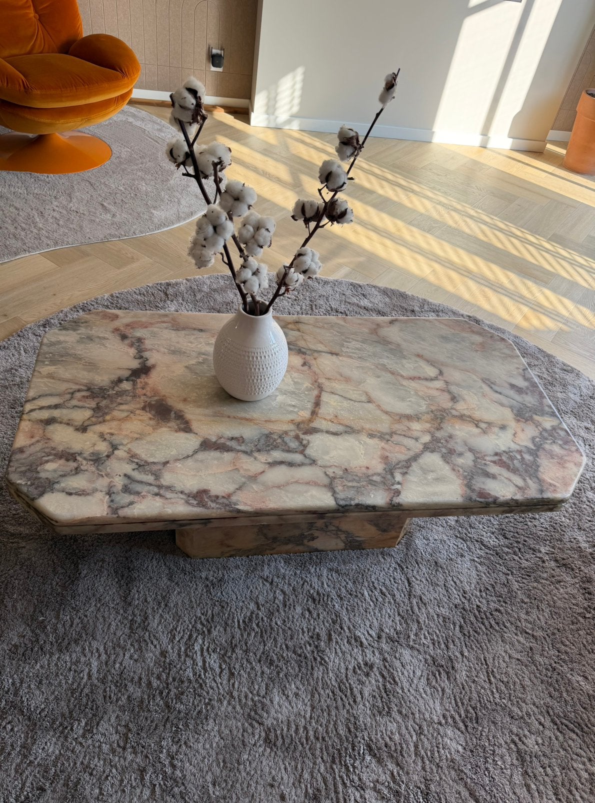 Salontafel marmer | vintage roze, Ophalen, Gebruikt, Vintage, Rechthoekig