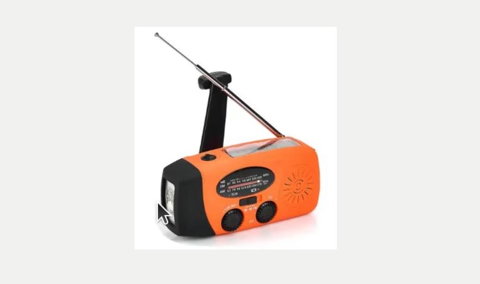 Draagbare FM / AM solar noodradio met zaklamp - Oranje