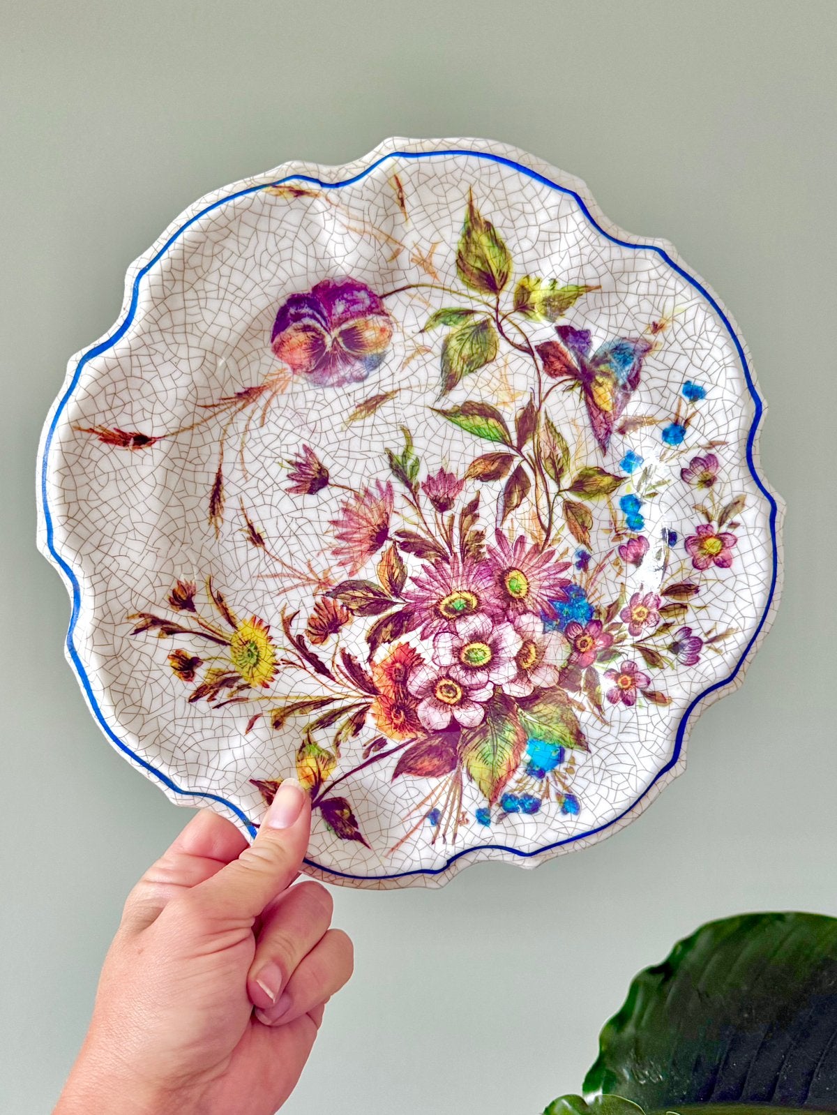 Vintage melamine bloemen wandbord muurbord bloemenboeket, Ophalen of Verzenden