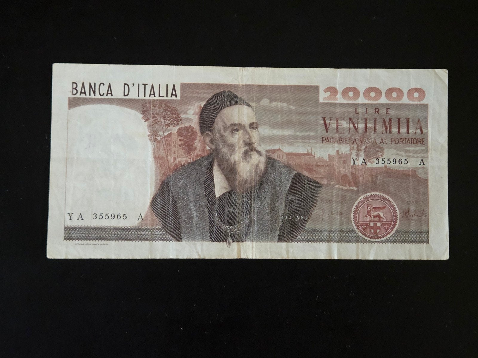 Italy 20.000 lire 1975 Tiziano VF, Ophalen of Verzenden, Overige landen