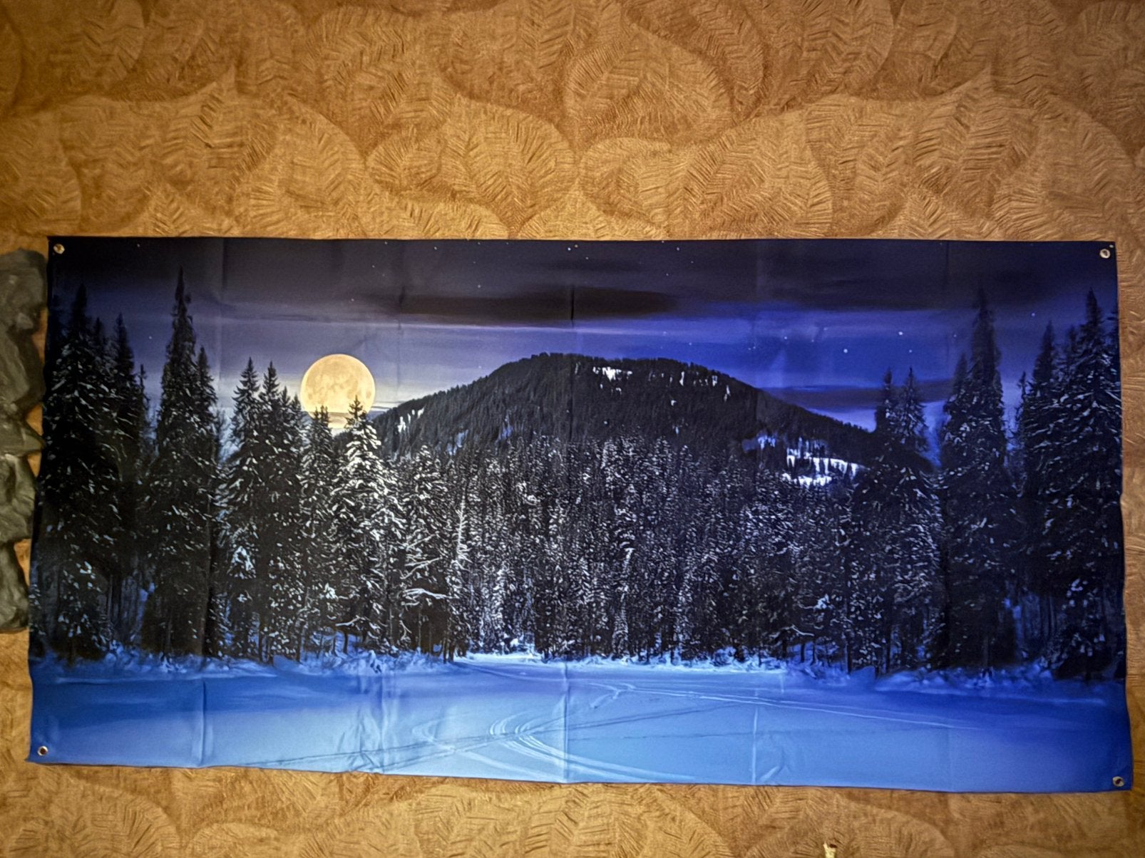 My Village Achtergronddoek - Berglandschap Nacht, Ophalen of Verzenden, Zo goed als nieuw