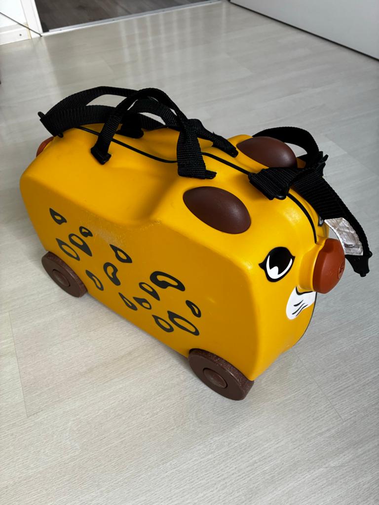 Leuke kinderkoffer tijger om op te zitten, Wieltjes, Hard kunststof, Minder dan 50 cm, Ophalen of Verzenden