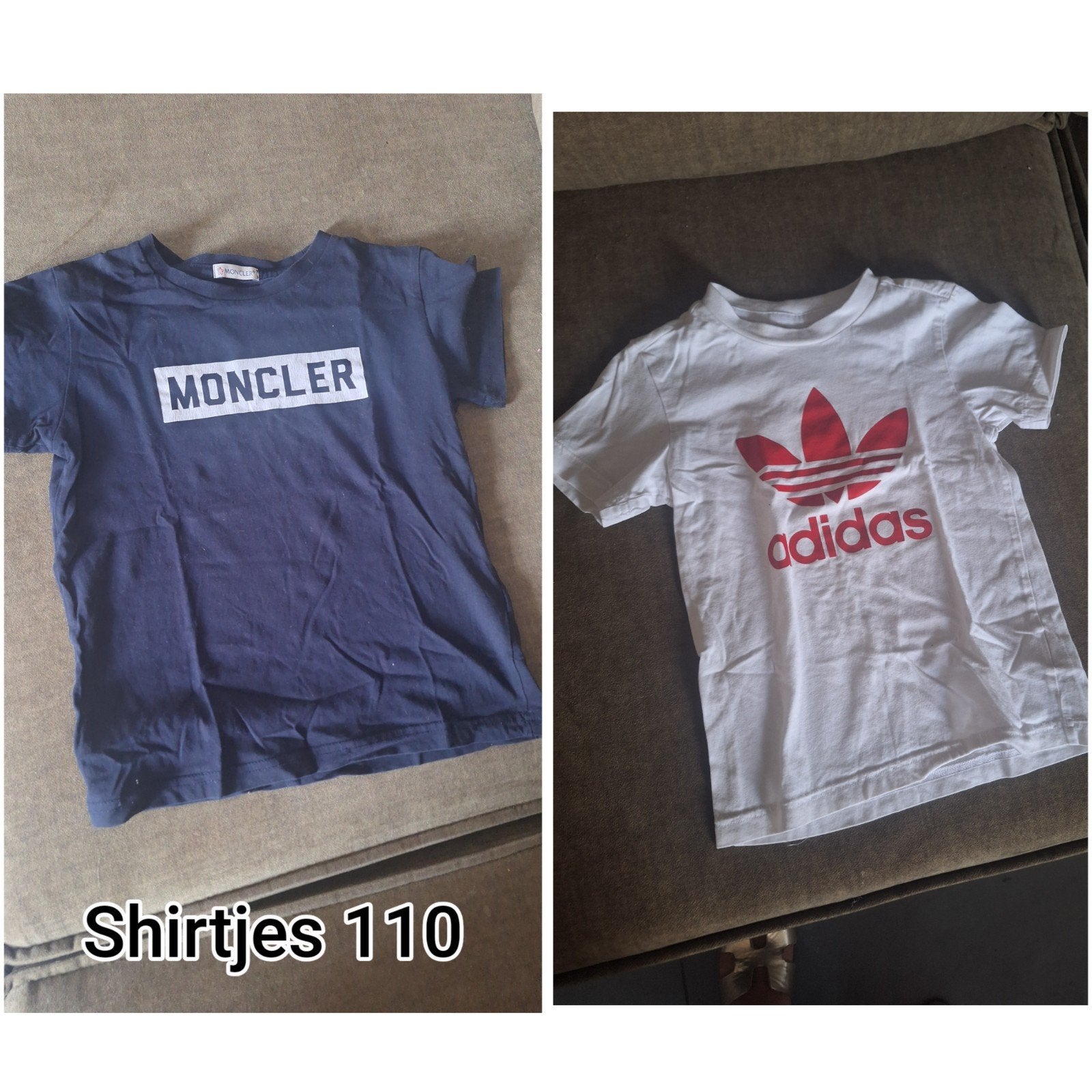 Moncler & Adidas T-shirts Maat 110, Kinderen en Baby's, Kinderkleding | Maat 110, Ophalen, Gebruikt, Moncler, Adidas, Shirt of Longsleeve
