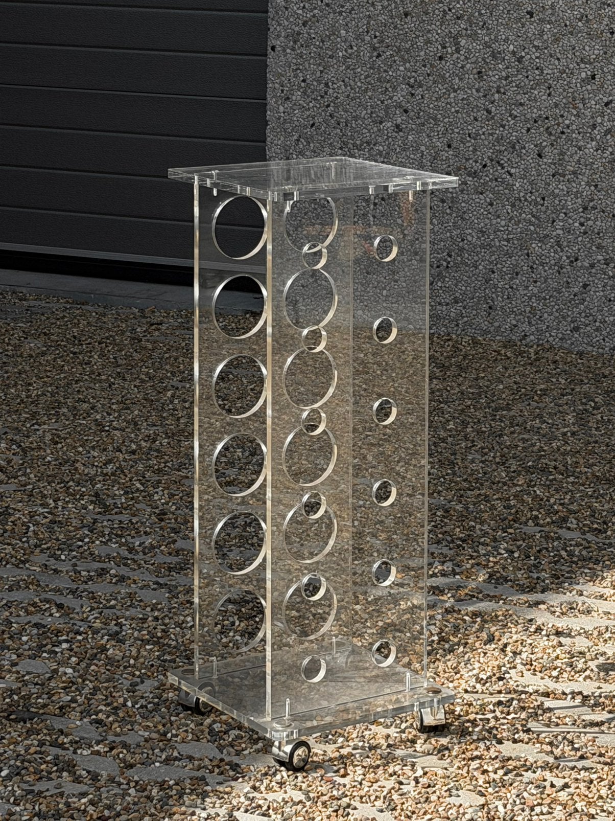 Vintage plexi wijnrek op wielen, space age, 1980, Ophalen, Zo goed als nieuw, Kunststof