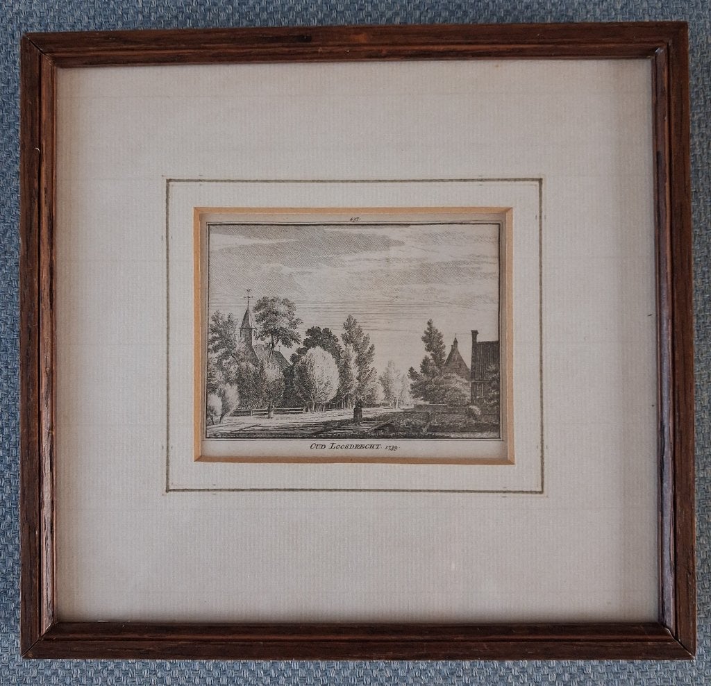 Abraham de Haen Oud Loosdrecht 1739, Ingelijst, Stadsgezicht, Ophalen of Verzenden, 10 cm