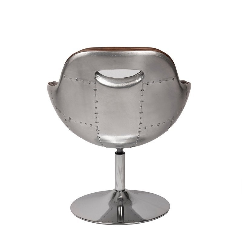 SHOWROOM Fauteuil Aviator Vintage Leer Aluminium Aviation, Huis en Inrichting, Info@dehanzeherten.nl, De Hanze Herten BV, Minder dan 75 cm