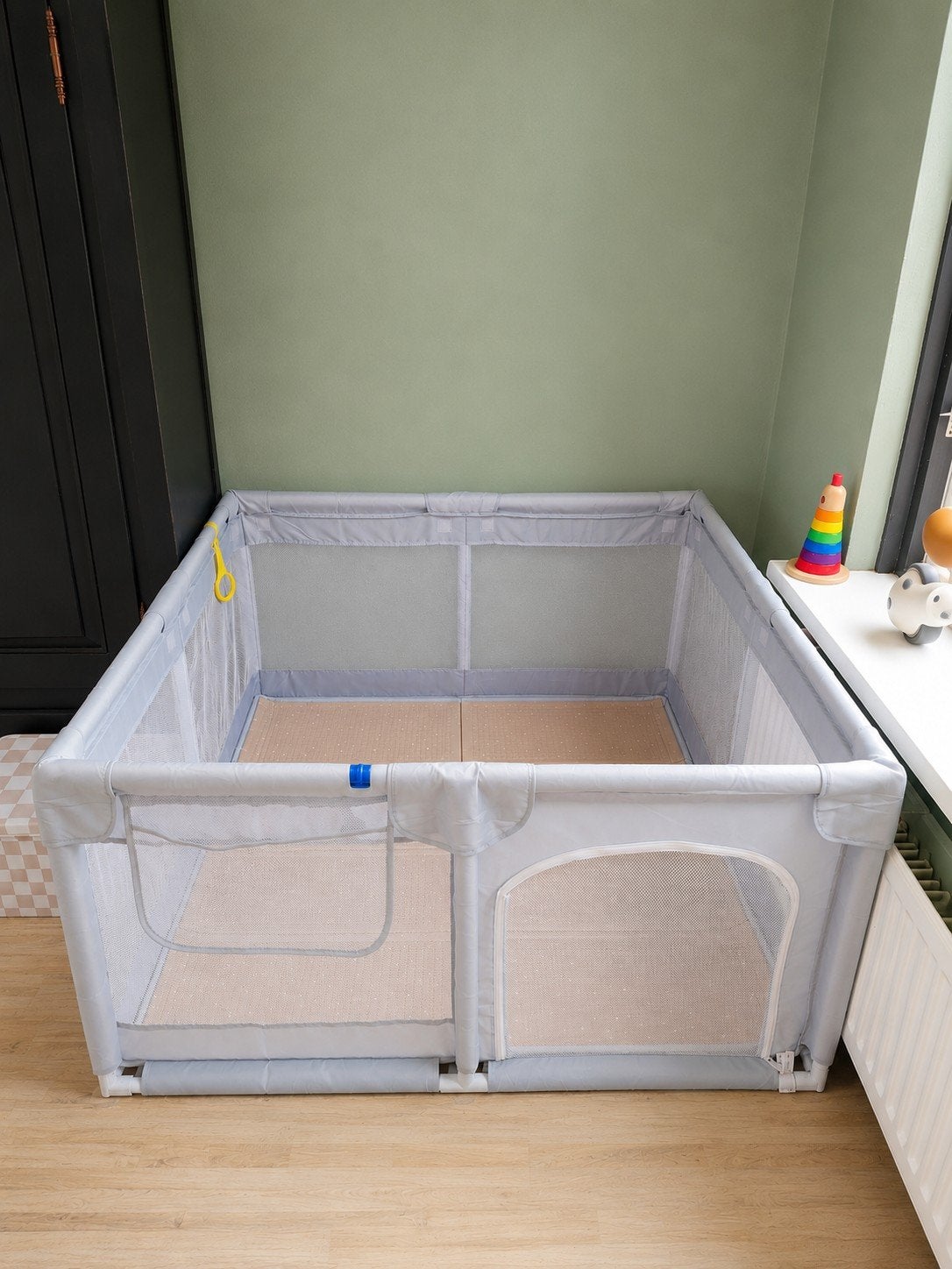 Grondbox 120120 inclusief speelmat, Ophalen, Zo goed als nieuw, Vierkant, Boxkleed