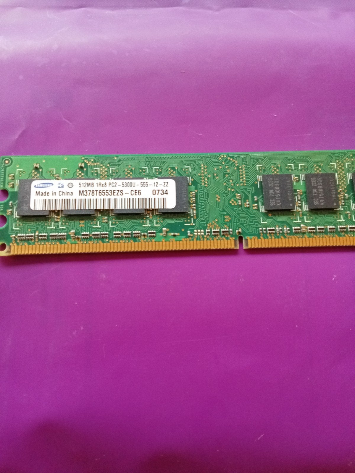 Samsung 512MB PC2-5300U DDR2 RAM Geheugenmodule, Computers en Software, RAM geheugen, Gebruikt, Server, 1 GB of minder, DDR2, Ophalen of Verzenden