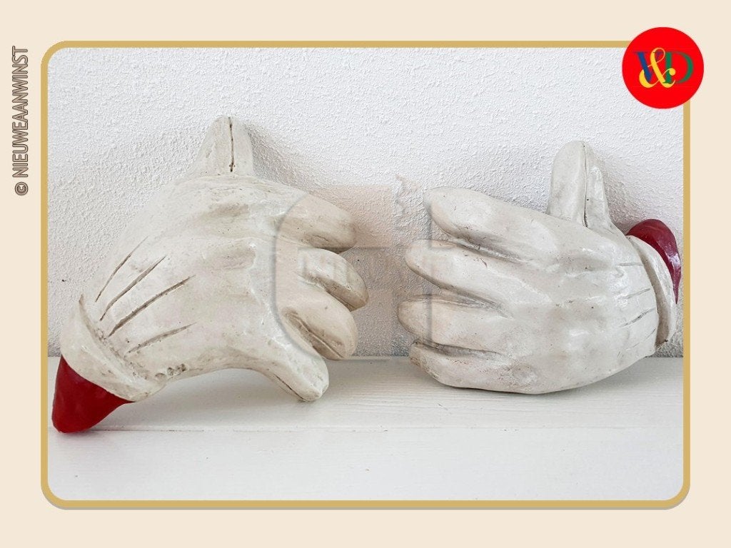 Nostalgische V&D etalage Sinterklaas handschoenen - wit 30cm, Verzenden, Zo goed als nieuw