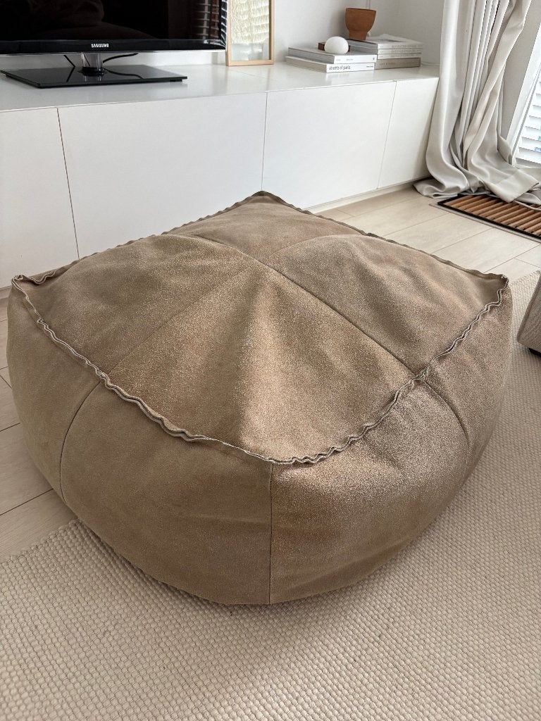 Lederen poef (cognac), Ophalen, Gebruikt, 50 tot 75 cm, Leer