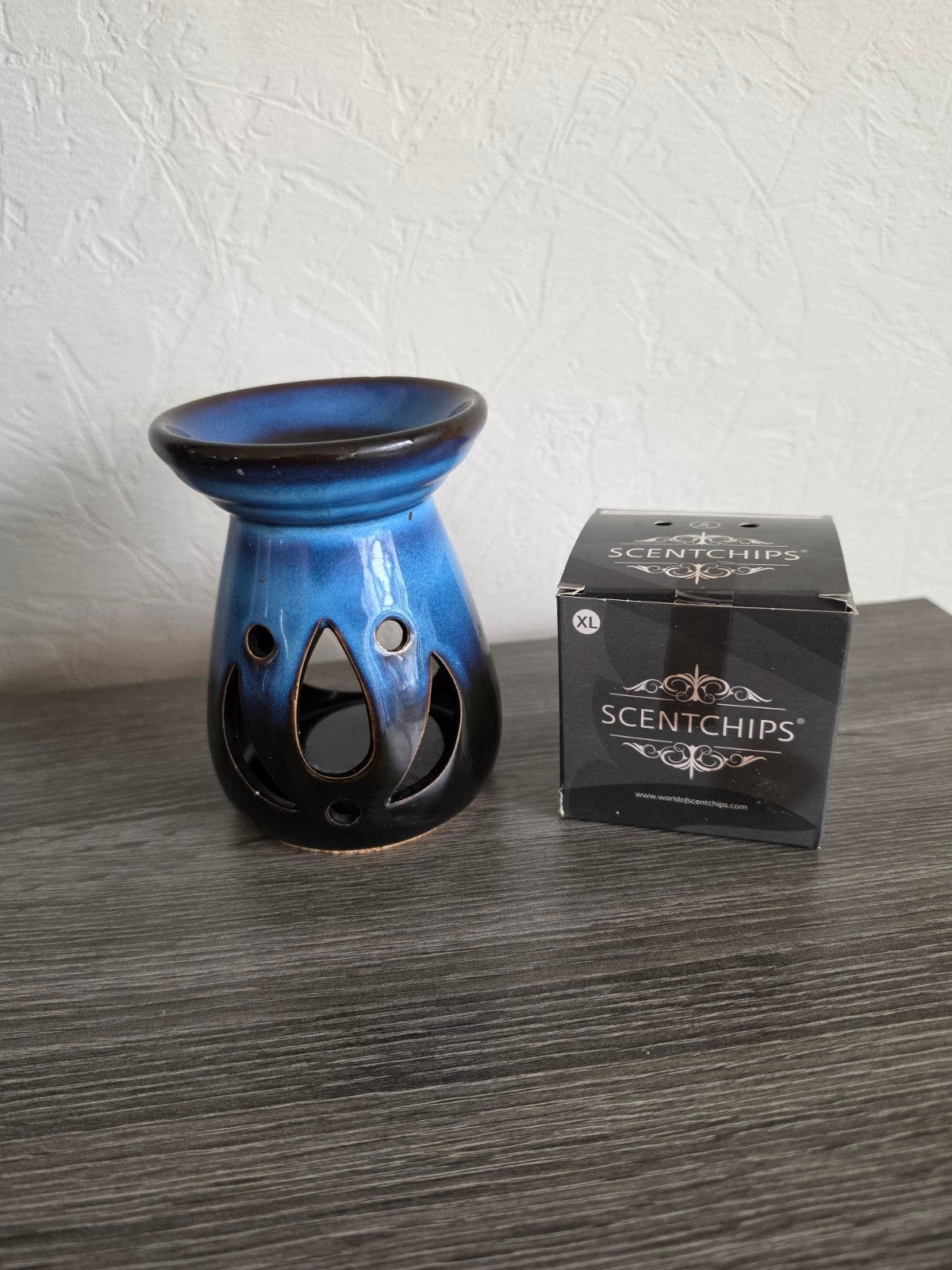 Blauwe keramische geurbrander met Scentchips XL, Ophalen of Verzenden, Zo goed als nieuw