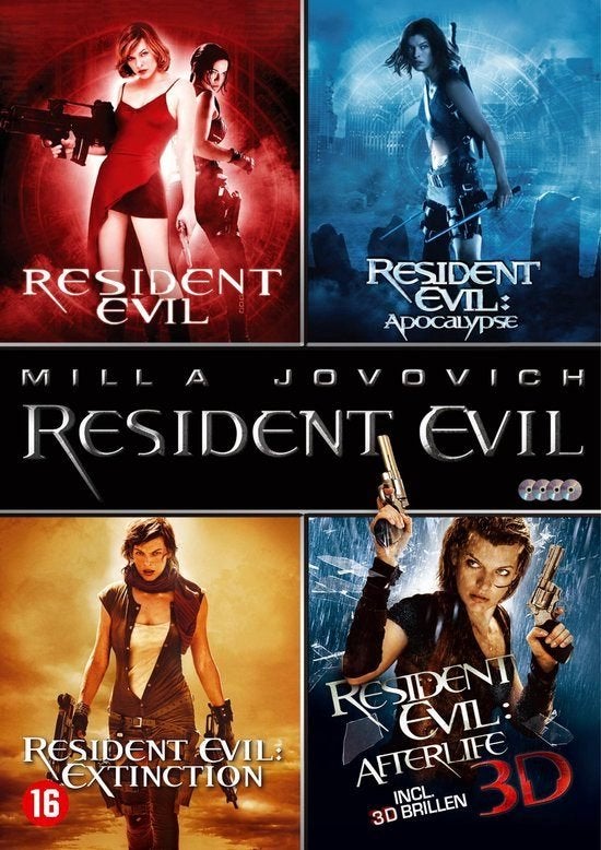 DVD Box met 4 Films van Resident Evil         1, Cd's en Dvd's, Vampiers of Zombies, Gebruikt, Vanaf 16 jaar, Boxset