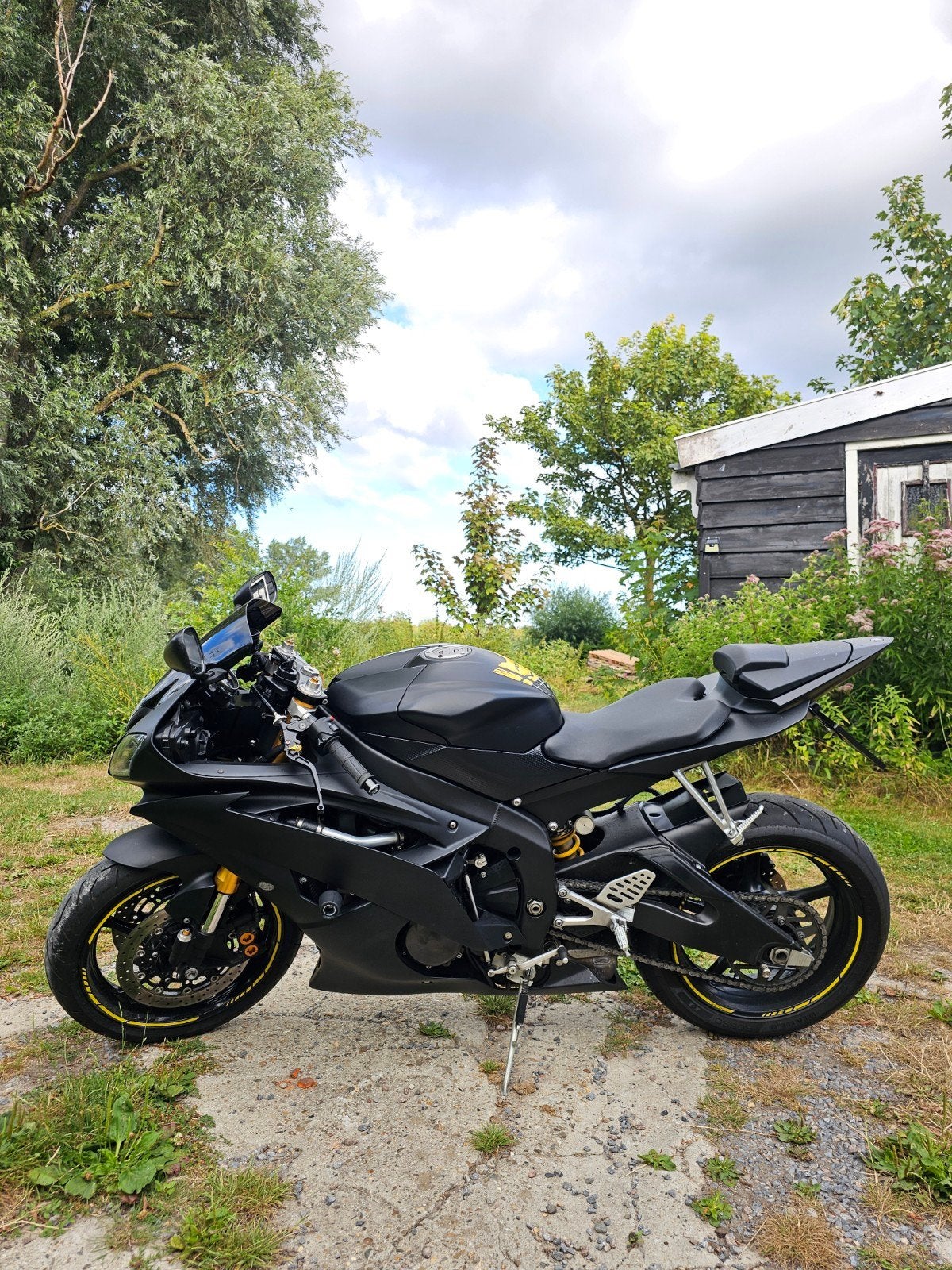 Yamaha R6 YZF-R6 2008 Akrapovic matzwart ⭐ GOEDE STAAT, Sportuitlaat, Occasion, 4 cilinders, Motorrijbewijs A