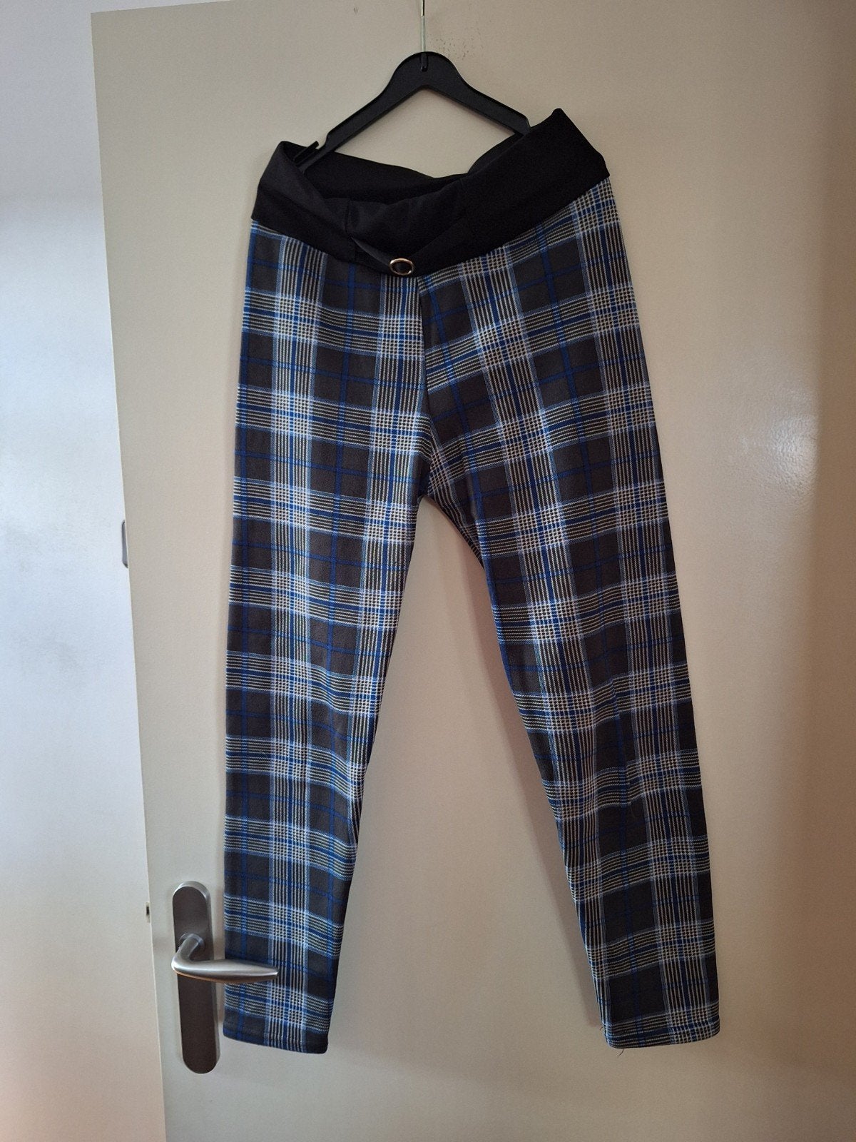 dames geruite broek maat m, Maat 38/40 (M), Blauw, Ophalen of Verzenden, Zo goed als nieuw