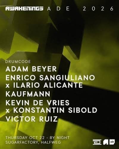 2 x Drumcode – Awakenings ADE – 22 oktober – SugarFactory, Tickets en Kaartjes, Twee personen, Ticket of Toegangskaart