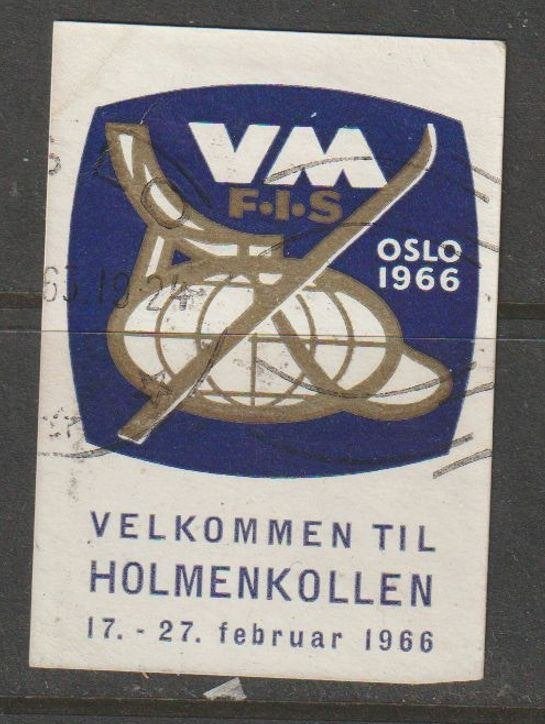 Noorwegen cinderella WK Skispringen Holmenkollen 1966, Ophalen of Verzenden, Noorwegen, Gestempeld