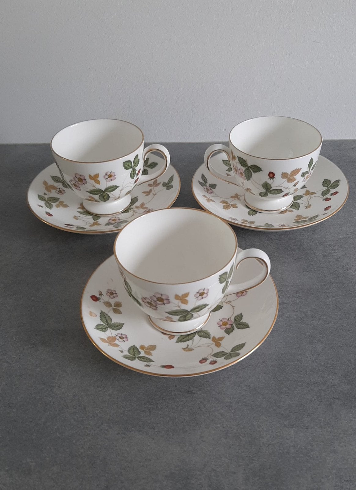 Wedgwood Wild Strawberry kop en schotels kopjes met bordjes, Ophalen of Verzenden